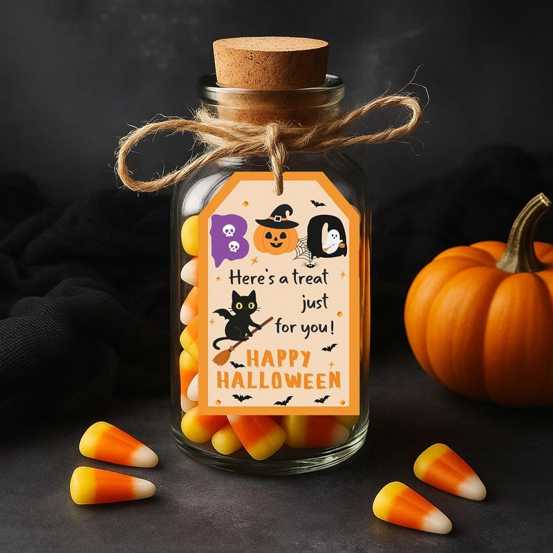 llyinglpdec 50PCS Halloween Paper Tags with String, 2.2"x3.3" Boo Pumpkin Ghost Cat Design, Treat Bag Labels for Candy Wrapping, Party Favors, and Halloween Decorations - Image 4